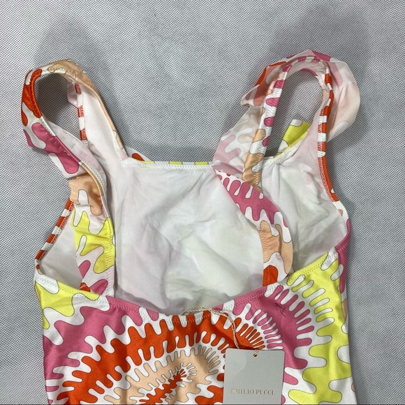 NWT Emilio Pucci Teen Girls Abstract Print Ruffle One Piece Swimsuit - Picture 12 of 17